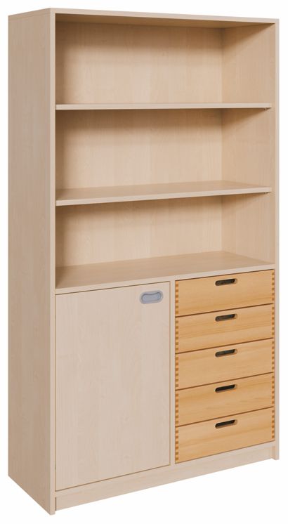 K Kombinationsschrank 180 x 102 cm, 1 Tür re./li./5 Massivholzschübe